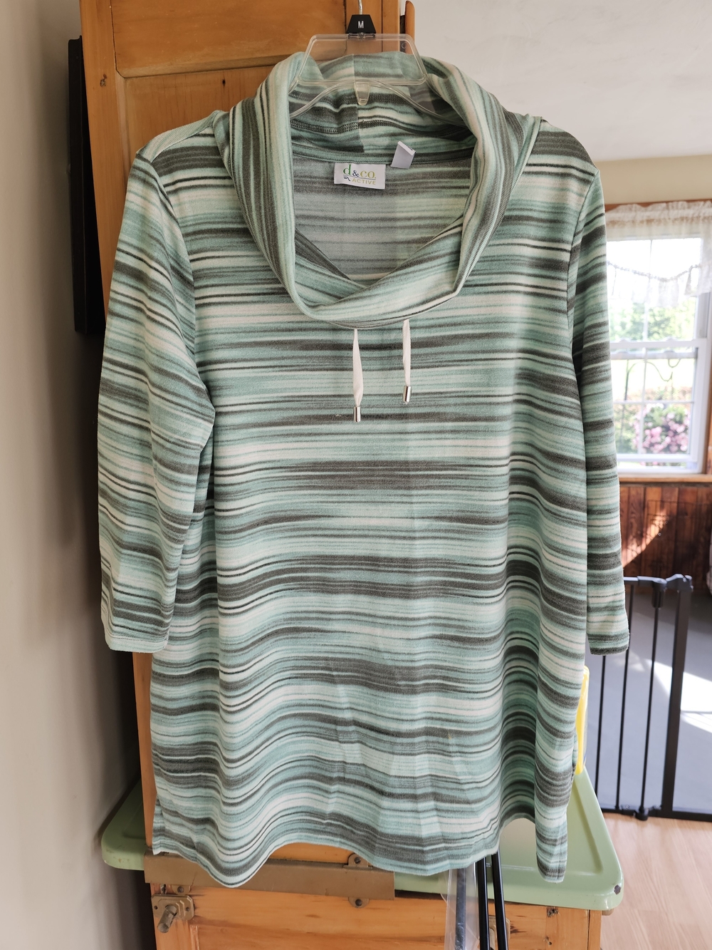 D&C0 Mint Striped Cowl-Neck Hoodie